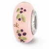 Black Bow Jewelry Fenton Pink Hand Painted Nuthatch Glass & Sterling Silver Bead Charm - 2 of 4