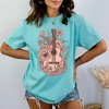 Simply Sage Market Women's Pink Guitar Floral Short Sleeve Garment Dyed Tee - 2 of 2