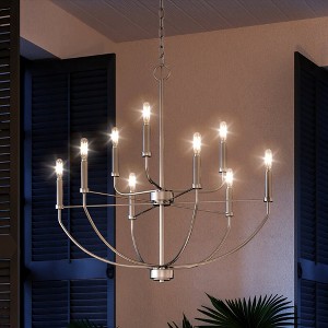 Urban Ambiance Luxury Modern Farmhouse Chandelier 27''H x 28''W,  Brushed Nickel Finish,  Armidale Collection, UHP3970 - 1 of 4