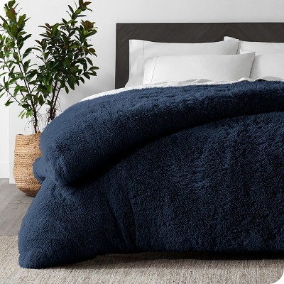 Dark Blue Queen Shaggy Duvet Cover By Bare Home : Target