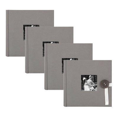 8.66" x 9.05" Kim Fabric Photo Albums with Button Gray - Kate & Laurel All Things Decor