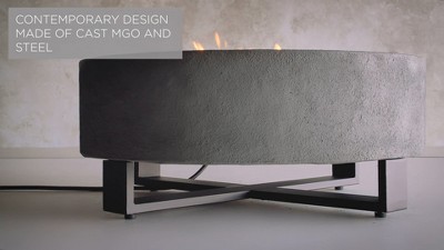 Idledale Round Gray Gas Fire Pit with Black Steel Base
