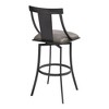 30" Brisbane Faux Leather Metal Counter Height Barstool Gray/Black - Armen Living: Swivel, Upholstered, Kitchen Stool with Back - 2 of 4