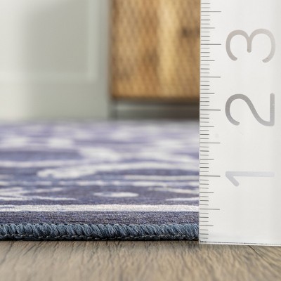 SustainaBlue 6' x 9' Geometric Washable Synthetic Area Rug