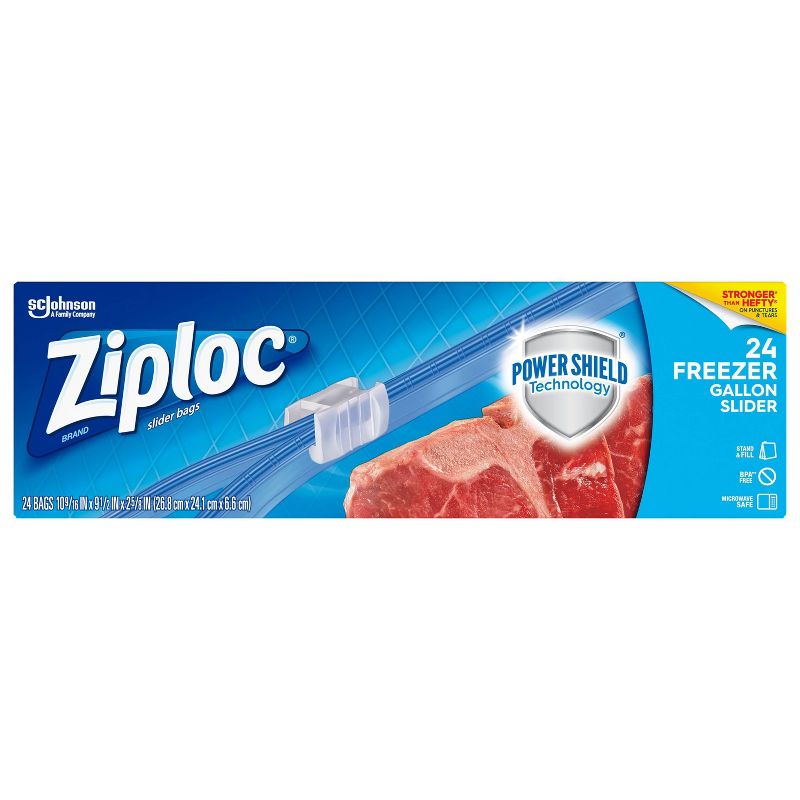 Ziploc Slider Freezer Gallon Bags with Power Shield Technology - 24ct, 1 of 10