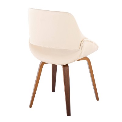 Set of 2 Cream Faux Leather Mid-Century Modern Dining Chairs