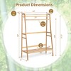 Costway 2-Tier Bamboo Garment Rack Clothing Storage Organizer Coat Hanger w/ Rod & Hooks - 4 of 4