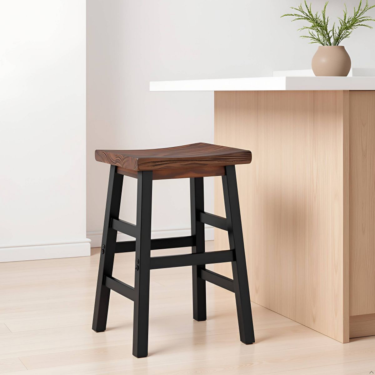 26" Pomona Counter Height Barstool with Metal Legs Brown - Alaterre Furniture - thumbnail 4