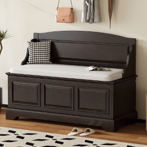 Shoe Bench, Retro Shoe Storage Bench with Safe Soft-Close Devices, Storage Chest W/Hidden Storage & Cushion for Entryway, Living Room - 1 of 4