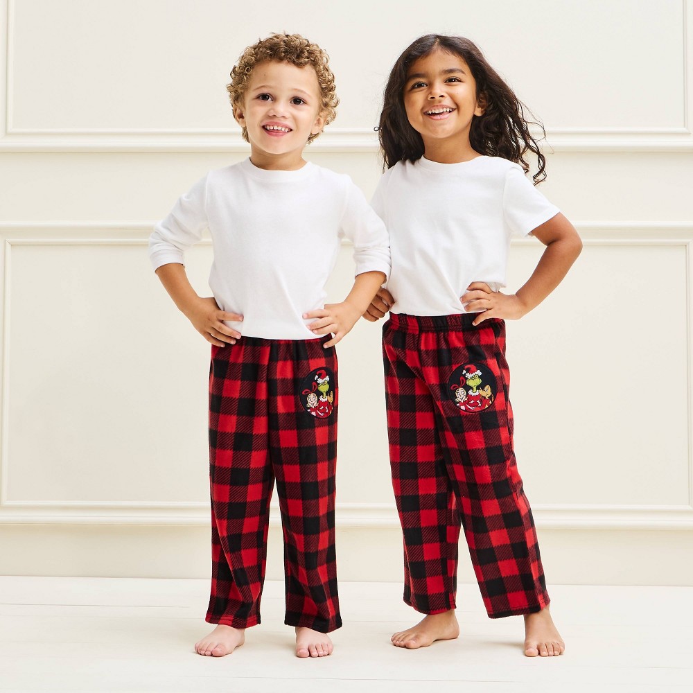 The Grinch Toddler Microfleece Holiday Matching Family Sleep Pajama Pants - Red 3T