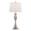 LumiSource (Set of 2) Ashland 30" Contemporary Table Lamps Brushed Nickel with White Linen Shade - 3 of 4