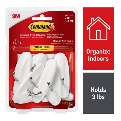 Command Medium Sized Wire Decorative Hooks White