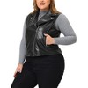 Agnes Orinda Women's Plus Size Leather Motorcycle Zip-Up Riding Biker Crop Vest Jacket - 2 of 4