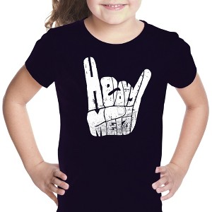 LA Pop Art Girl's Word Art T-shirt - Heavy Metal - 1 of 4