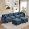 KWPZQEB 130.7" Modular Sectional Sofa, U Shaped Couch with Movable Ottoman, Modern 5-Seat Chenille Sofa with Deep Seat & Pillow for Living Room - 3 of 4