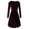 Clearlove Women's A-Line Velvet Dress Scoop Neck Slim Flowy Swing Solid Party Dress - 3 of 4