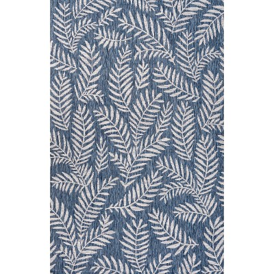 Tropical Retreat Ivory and Navy 9' x 12' Synthetic Flatweave Area Rug
