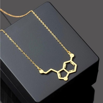 Serotonin Necklace, Skeletal formula of Dopamine in Sterling Silver Necklace for Women