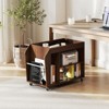 Tangkula Rolling Side Table with Storage with Magazine Rack & 3-Tier Open Shelves 4 Universal Wheels Mobile Filing Storage Rack End Table Walnut - 3 of 4
