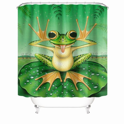 Funny Frog Shower Curtains for Bathroom Waterproof Fabric Bath Curtain Durable Soft Stylish Bathroom Decor 72x72 Inch