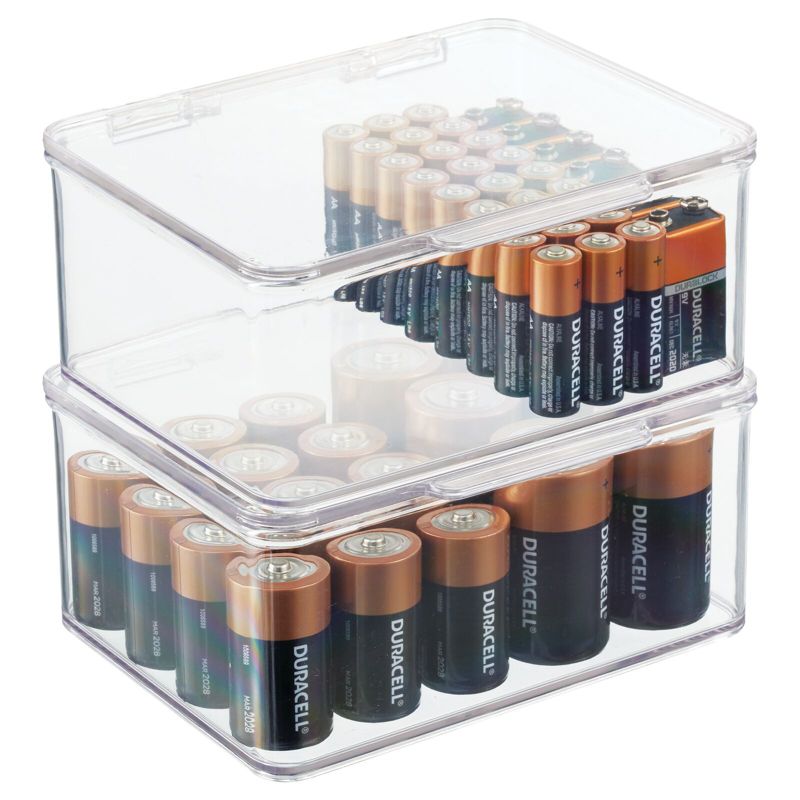 mDesign Stackable Divided Battery Storage Organizer Box, 1 of 7