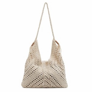 Alilang Woven Crochet Hobo Shoulder Bag with Tassel Detail Soft