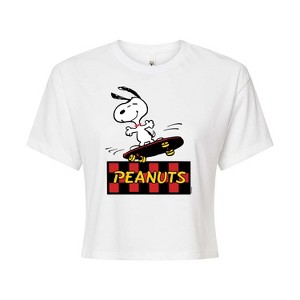 Women's - Peanuts - Snoopy Skater Cropped Graphic T-Shirt - 1 of 4