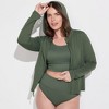 Lands' End Women's Long Sleeve Hooded Full Zip UPF 50 Rash Guard - 4 of 4