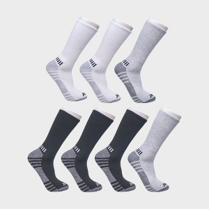Aeropostale Men's 7-Pack Athletic Crew Socks - Moisture-Wicking, Arch Support, and Cushioned Comfort (Shoe Size 6-12) - 1 of 4
