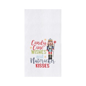C&F Home Christmas Holiday "Candy Cand Wishes & Nutcrackers Kisses" Sentiment Nutcracker Flour Sack Kitchen Towel 27L x 18W in. - 1 of 2