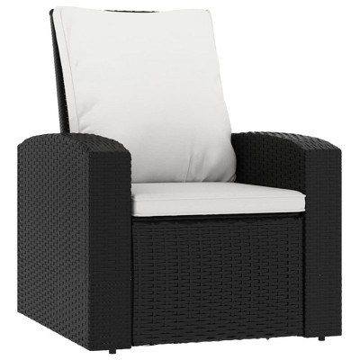 vidaXL - Modern Black Poly Rattan Patio Reclining Chair with Cushions - Adjustable Outdoor Garden Lounge Chair