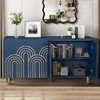 VYNXARIA Modern Navy Blue Fluted Sideboard Buffet with Gold Accents and Adjustable Shelves - 2 of 4