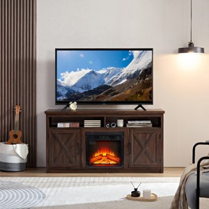 Farmhouse TV Stand, TV Stand Fireplace, TV Stand For 65 Inch TV, With Open Shelves And Closed Cabinets-Cuddlewood - 1 of 4