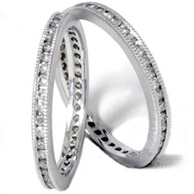 Pompeii3 1ct Stackable Eternity Wedding Guard Rings 14K Set