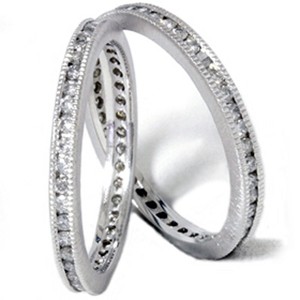 Pompeii3 1ct Stackable Eternity Wedding Guard Rings 14K Set - 1 of 4