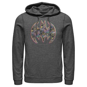 Men's Batman Shield Logo Comic Panel Pull Over Hoodie - 1 of 3