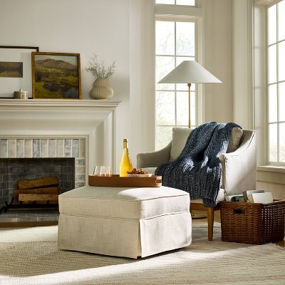 Vivian Park Ottoman Cream - Threshold™ designed with Studio McGee: Plywood Frame, Polyester, No Assembly