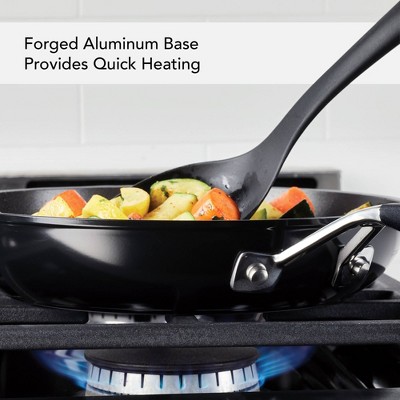 12.25" Black Aluminum Nonstick Frying Pan with Silicone Handle