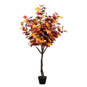 Nearly Natural 5-ft Autumn Smoky Maple Artificial Fall Tree - 1 of 4