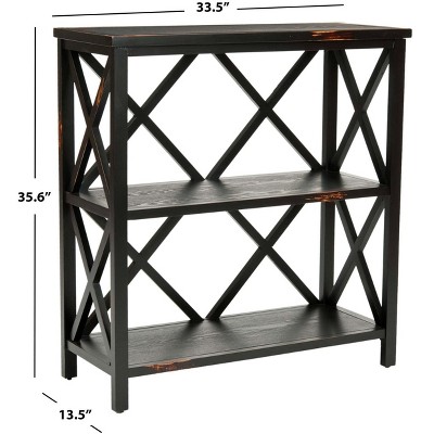 Lucas Distressed Black Pine Wood Etagere Display Stand