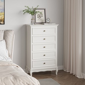 Heynemo Dresser for Bedroom, Modern 5 Drawer Dresser with Solid Wood Legs and Painted Finish, Ideal for Living Room, Nursery, Hallway, Entryway, - 1 of 4