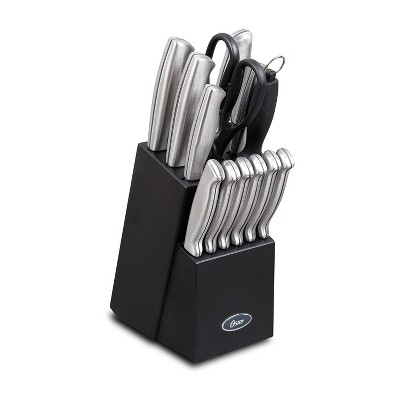 Home Basics Stainless Steel Knife Set with Knife Blade Sharpener, Black,  Each - Kroger