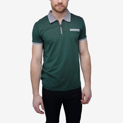 X RAY Men's Short Sleeve Zip-Neck Polo