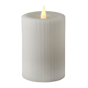 Christmas Fine Ribbed Motion Flameless Candle 3x5 White - 1 of 4