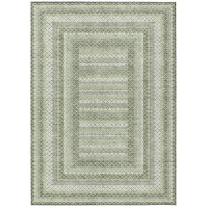 Artichoke Green And Gray Geometric Washable Indoor Outdoor Area Rug - 1 of 4