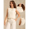 INSPIRE CHIC Women's Summer Office Pleated Crew Neck Sleeveless Back Keyhole Blouse - 2 of 4