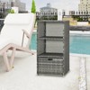 WELLFOR Outdoor PE Wicker Pool Towel Rack Waterproof Storage Organizer with 2 Shelves Gray - 3 of 4