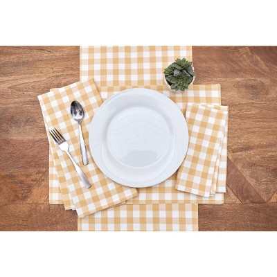 Sunny Yellow and White Cotton Gingham Table Runner