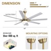 Sofucor Large Smart APP 8 Arms Fan 66'' Ceiling Fan with LED Light Kit & Remote Control LED Light Chandelier Industrial Ceiling Fan Quiet DC Motor - 2 of 4