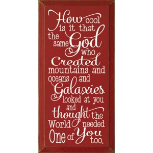 Slickblue Inspirational Christian Wood Sign – God Created You Too Quote – Rustic Wall Accent – 9x18, Red-White - 1 of 3